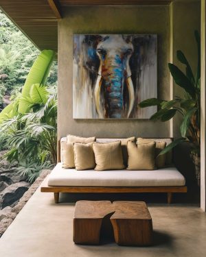 AF_Animals_Elephant_Expressionist_Square_Sacred-Elegance_v01_Mockup_Livingroom