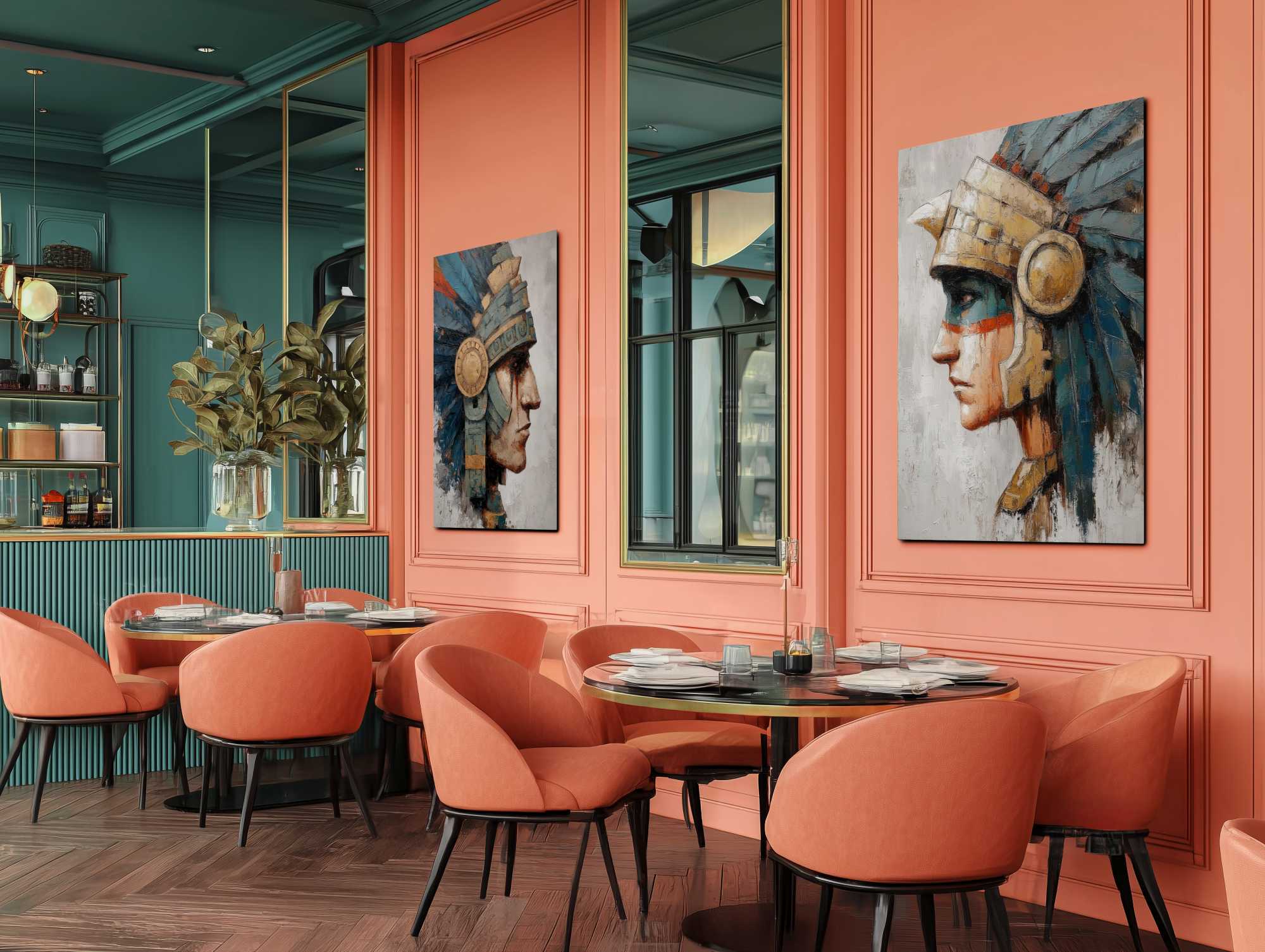 AF_Culture_Mexico_Expressionist_Portrait_Mayan-Spirit_v01_v02_Mockup_Restaurant