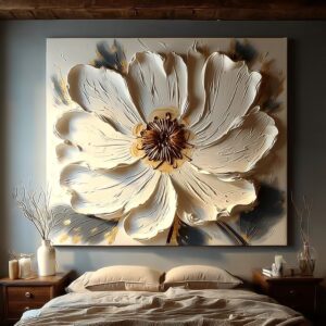 white flower petals in bedroom