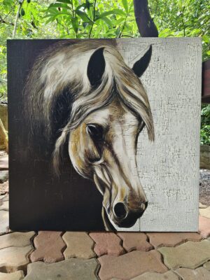 white horse finished painting stretched