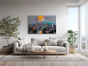AF_Cityscape_Japan_Expressionist_Landscape_Fuji-sunset_v01_Mockup_Livingroom