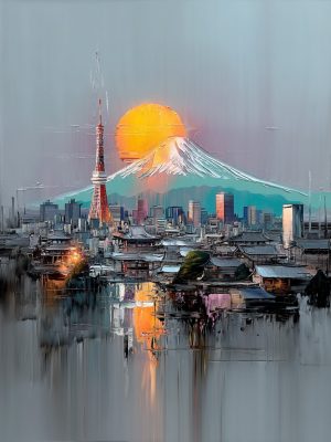 AF_Cityscape_Japan_Expressionist_Portrait_Fuji-sunset_v01