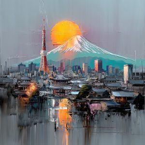 AF_Cityscape_Japan_Expressionist_Square_Fuji-sunset_v01