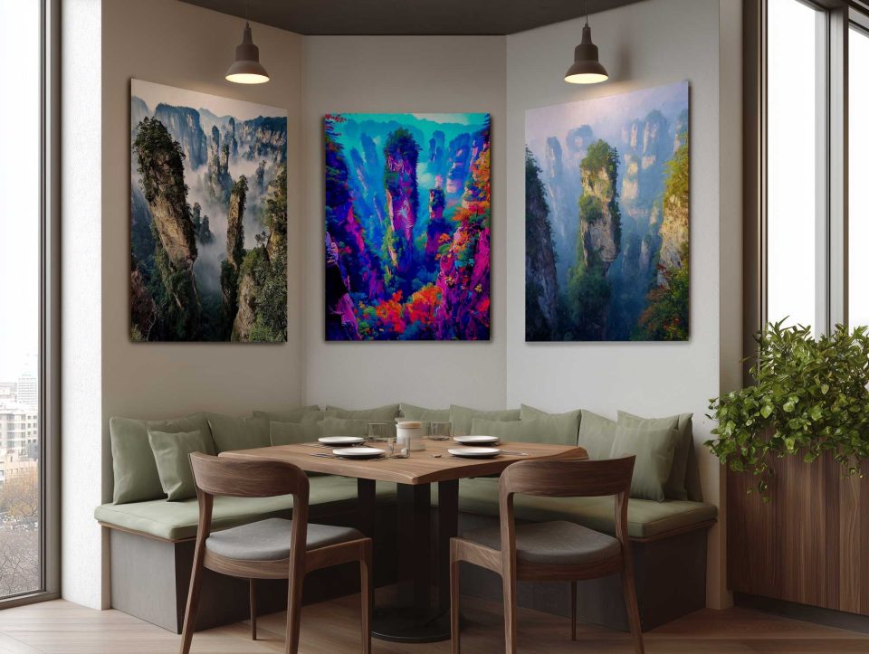 AF_Landscape_China_Realistic_Pop_Expressionist_Portrait_Zhangjiajie-Dawn_v02_Mockup_Restaurant