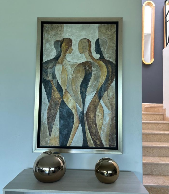 modern abstract human figures portrait on wall